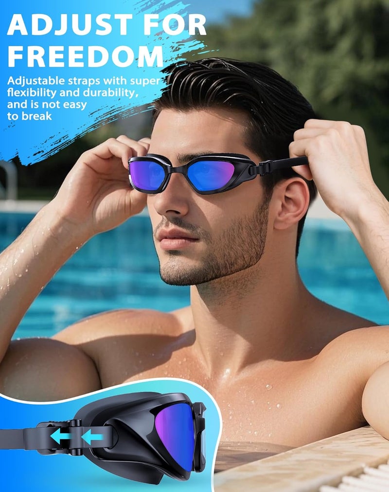 Vegemono Swim Goggles, Unisex Adult Swimming Goggles Anti Fog Anti UV No Leakage Wide View for Men Women Youth - Image 5